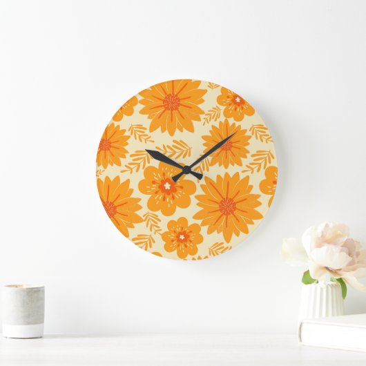 Retro  medio Oranje ventilatorpatroon Grote Klok (Huis)