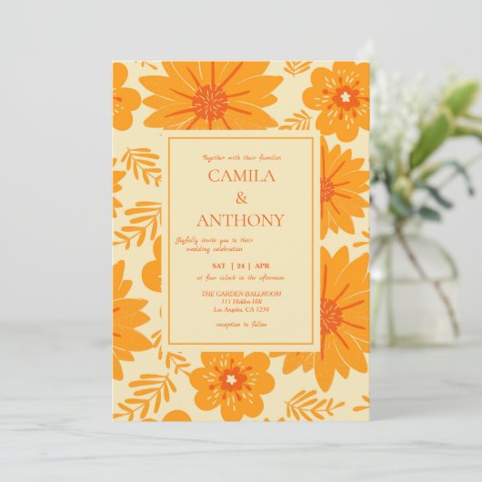 Retro  medio Oranje ventilatorpatroon Kaart (Staand voorkant)