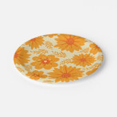 Retro  medio Oranje ventilatorpatroon Papieren Bordje (Gekanteld)