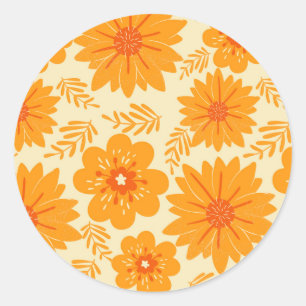 Retro  medio Oranje ventilatorpatroon Ronde Sticker