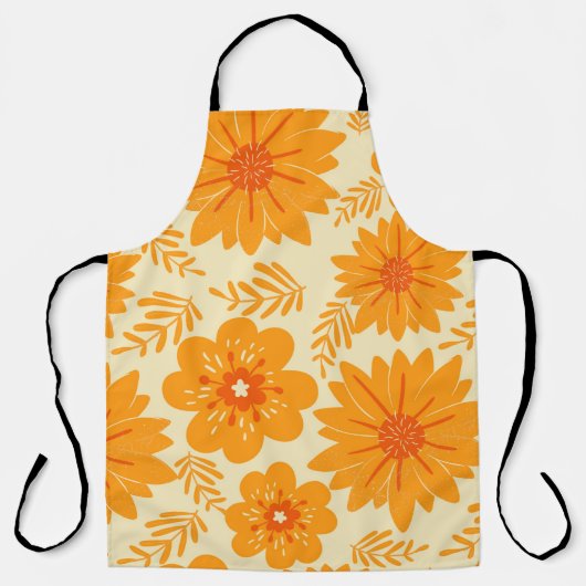 Retro  medio Oranje ventilatorpatroon Schort (Voorkant)