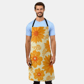 Retro  medio Oranje ventilatorpatroon Schort (Gedragen)