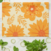 Retro medio Oranje ventilatorpatroon Theedoek (Gevouwen)