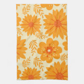 Retro medio Oranje ventilatorpatroon Theedoek (Verticaal)