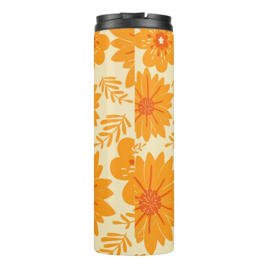 Retro  medio Oranje ventilatorpatroon Thermosbeker (Achterkant)