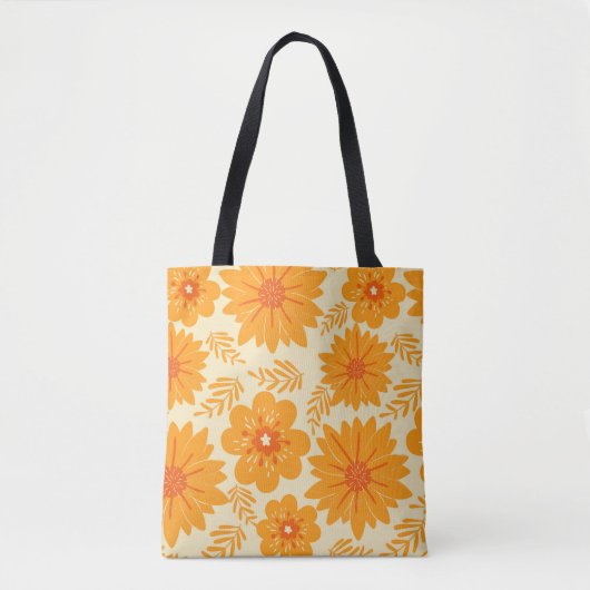 Retro medio Oranje ventilatorpatroon Tote Bag (Voorkant)