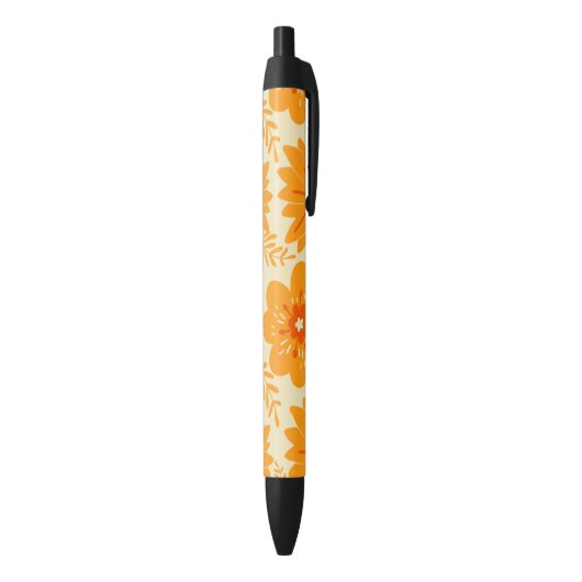 Retro  medio Oranje ventilatorpatroon Zwarte Inkt Pen (Achterkant (Verticaal))