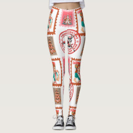 Retro Medische Kerst Stamp Set Kunst Leggings