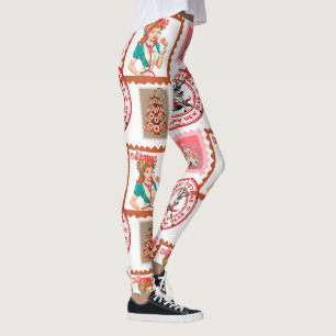 Retro Medische Kerst Stamp Set Kunst Leggings