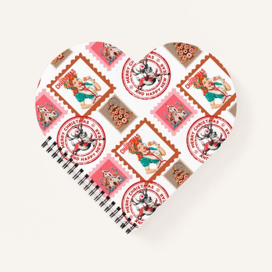 Retro Medische Kerst Stamp Set Kunst Notitieboek (Voorkant)