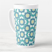 Retro Mediterraan Blauw Wit Latte Mok (Linkerhoek)