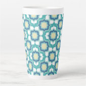 Retro Mediterraan Blauw Wit Latte Mok (Voorkant)