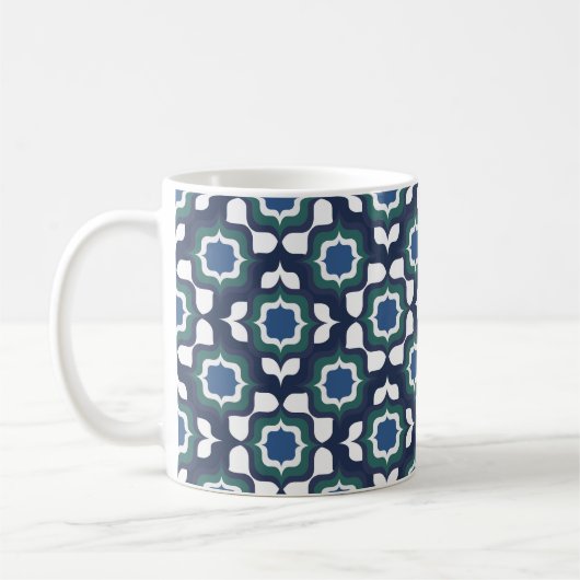 Retro Mediterraan Navyblauw Wit Koffiemok (Links)