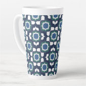 Retro Mediterraan Navyblauw Wit Latte Mok (Linkerhoek)