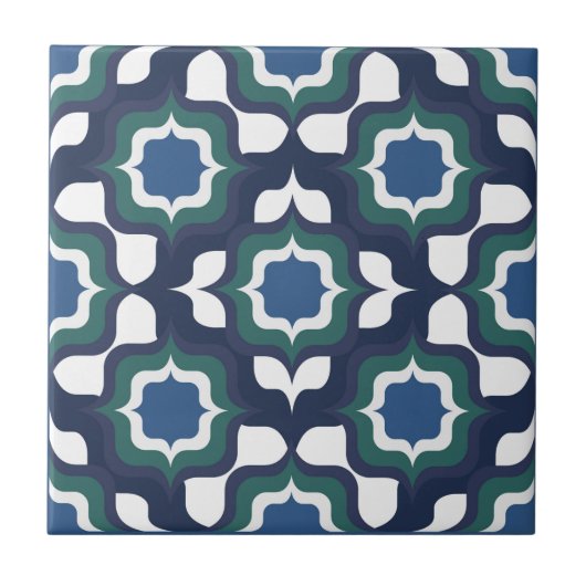 Retro Mediterraan Navyblauw Wit Tegeltje (Voorkant)