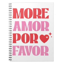 Retro Meer Amor Por Favoriet Rood en Roze Trendy Notitieboek