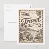 Retro "Meer Reizen" Briefkaart (Voorkant / Achterkant)