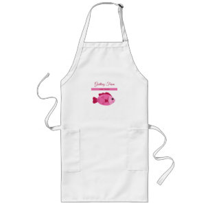 Retro meeravontuur roze vis vintage ontwerp lang schort