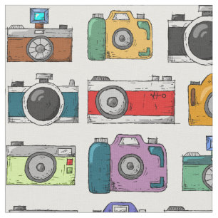 Retro meerkleurige camera. Rainboogfotopatroon Stof