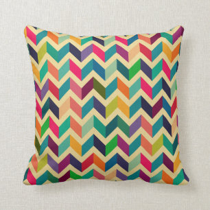 Retro meerkleurige chevron zig zag  trendy kussen