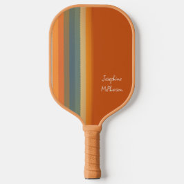 Retro meerkleurige pastel strepen personaliseren pickleball paddle