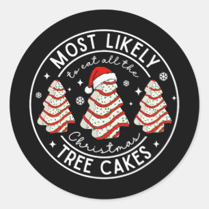 Retro Meest Waarschijnlijk Alle Kerstboom Ca's Op Ronde Sticker