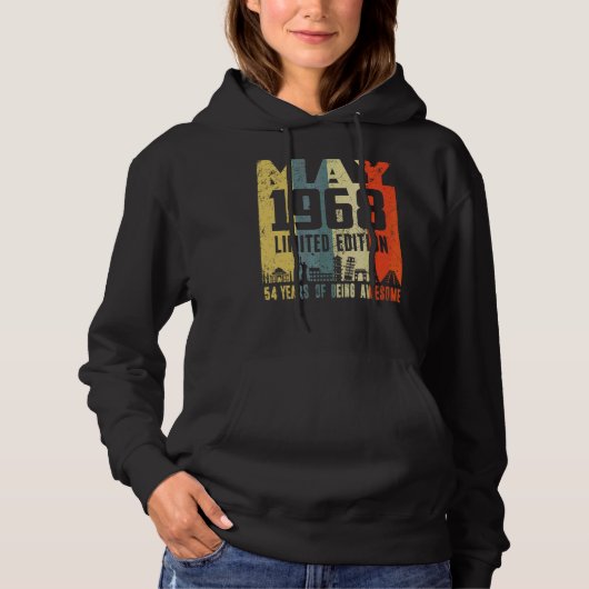 Retro mei 1968 54e verjaardag hoodie (Voorkant)
