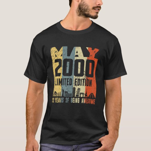 Retro mei 2000 Grappige 22e verjaardag T-shirt (Voorkant)
