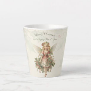 Retro  Meisje Angel Christmas Holly Latte Mok