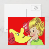  Retro Meisje Blowing Balloon Valentijn Kaart (Voorkant / Achterkant)