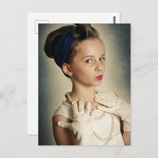  retro meisje briefkaart (Voorkant / Achterkant)