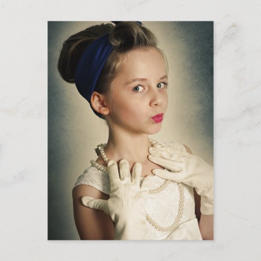  retro meisje briefkaart (Voorkant)