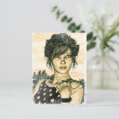 Retro Meisje Briefkaart (Staand voorkant)