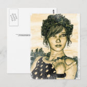 Retro Meisje Briefkaart (Voorkant / Achterkant)