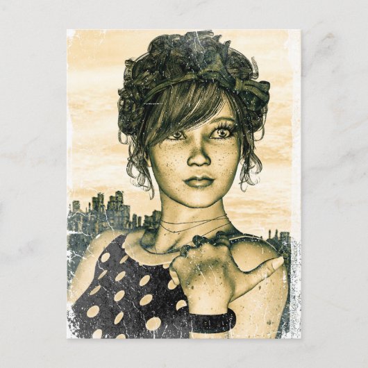 Retro Meisje Briefkaart (Voorkant)