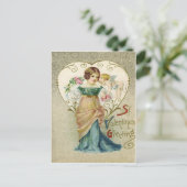 Retro Meisje & Cupido Valentijn Kaart (Staand voorkant)