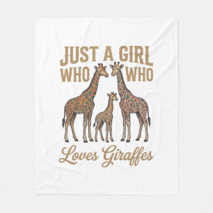 Retro Meisje Dat Giraffen T-Shirt Ontwerp Heeft_1 Fleece Deken
