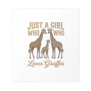 Retro Meisje Dat Giraffen T-Shirt Ontwerp Heeft_1 Notitieblok