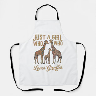 Retro Meisje Dat Giraffen T-Shirt Ontwerp Heeft_1 Schort