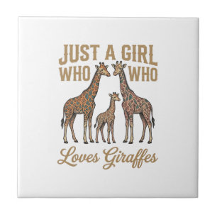 Retro Meisje Dat Giraffen T-Shirt Ontwerp Heeft_1 Tegeltje