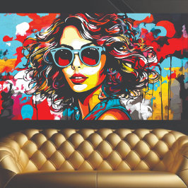 Retro Meisje Graffiti Kunst Poster