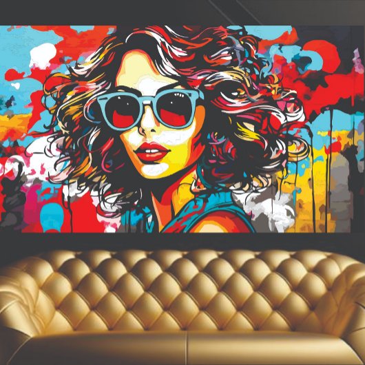 Retro Meisje Graffiti Kunst Poster