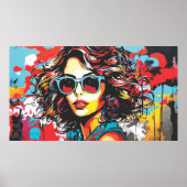 Retro Meisje Graffiti Kunst Poster (Voorkant)