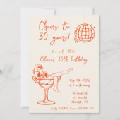 Retro Meisje in Marg Verjaardagsfeestuitnodiging Kaart (Voorkant)
