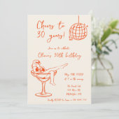 Retro Meisje in Marg Verjaardagsfeestuitnodiging Kaart (Staand voorkant)