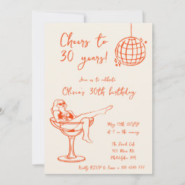 Retro Meisje in Marg Verjaardagsfeestuitnodiging Kaart