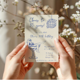 Retro Meisje in Marg Verjaardagsfeestuitnodiging Kaart