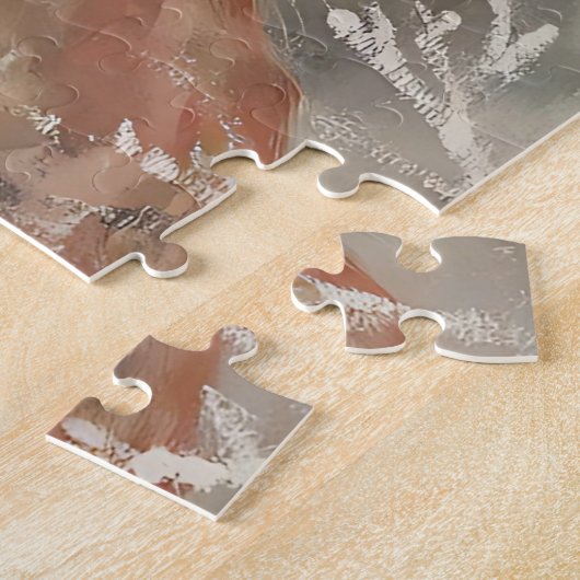 Retro  Meisje in Rood met Fox Christmas Legpuzzel (Zijkant)