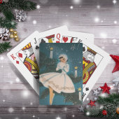Retro-meisje in winterwitte kerst Pokerkaarten