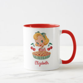 Retro Meisje Kersen Taart Mok